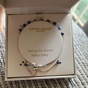 Cynthia Rowley Sterling Silver Bracelet with Blue Evil Eye Charms